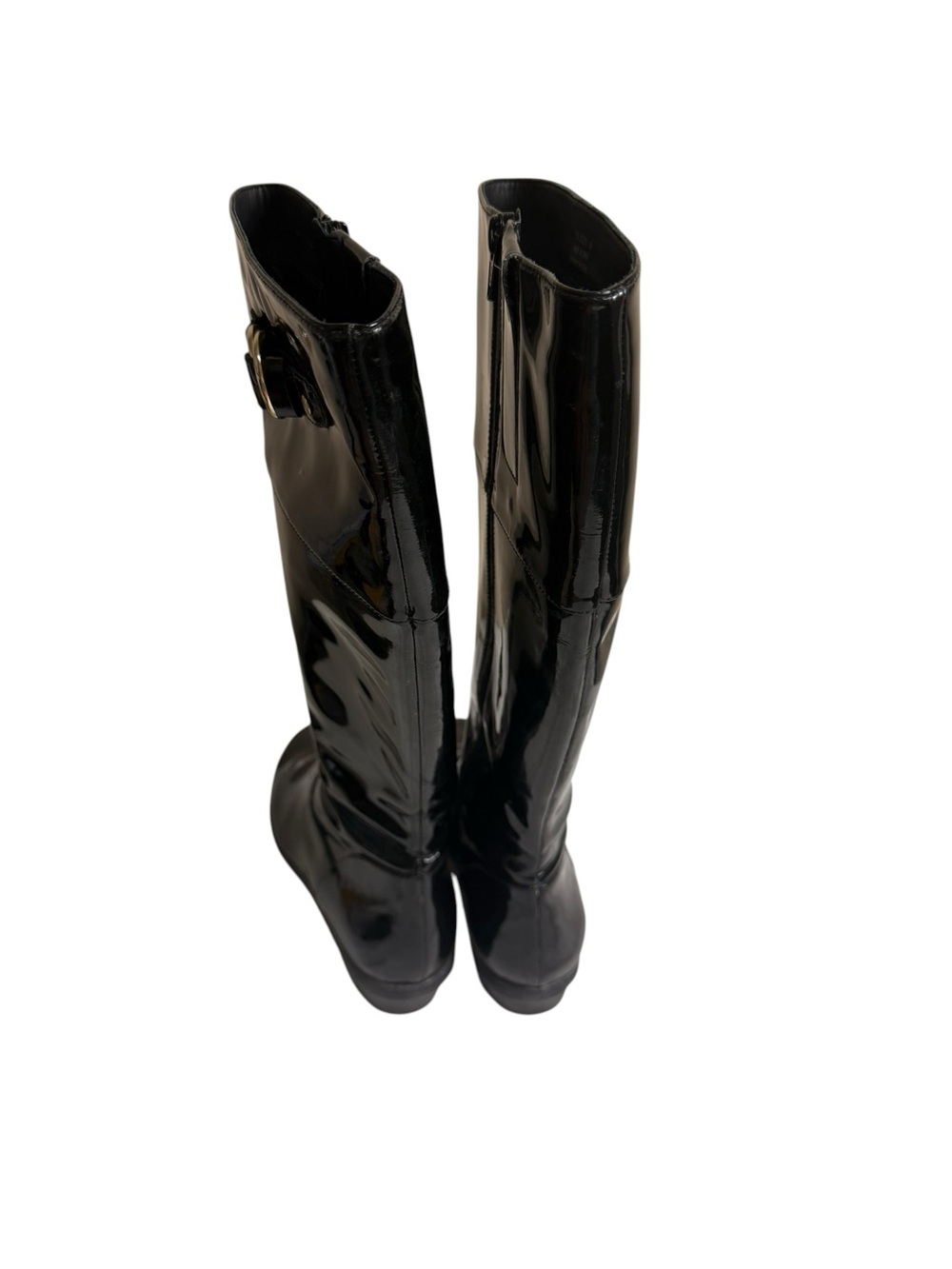 Cole Haan Black Patent Knee Boots with Buckle Accent size 6 - Picture 4 of 13